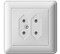 Двойная розетка для узких вилок с рамкой, белая 6А WESSEN 59 Schneider ELectric RS6-253-18