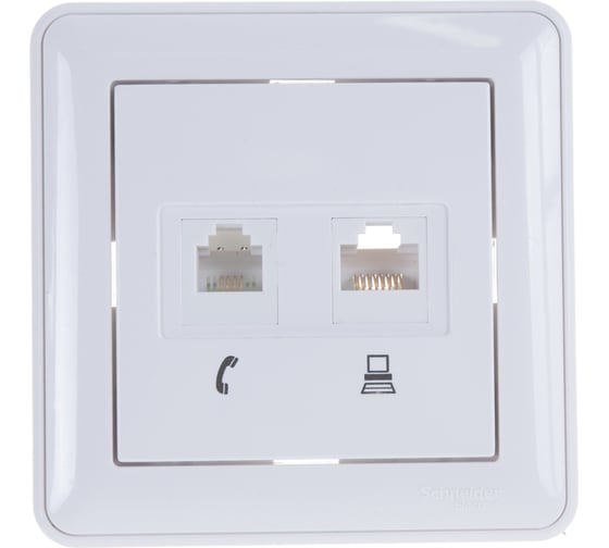 Розетка компьютерная телефонная Systeme Electric RJ11+RJ45 СП W59 RSI-251TK5E-18 белая
