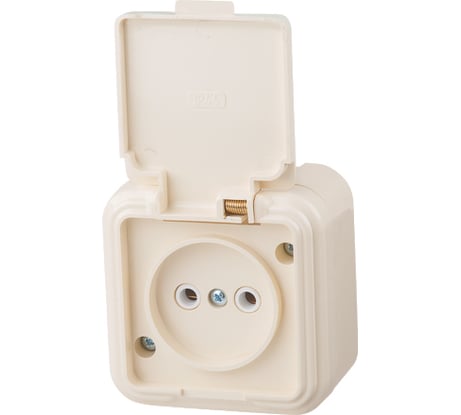 Наружная брызгозащищенная розетка ЮПИТЕР Стандарт бежевая JP7430-06