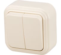 Двухклавишный наружный выключатель ЮПИТЕР Стандарт бежевый JP7430-02