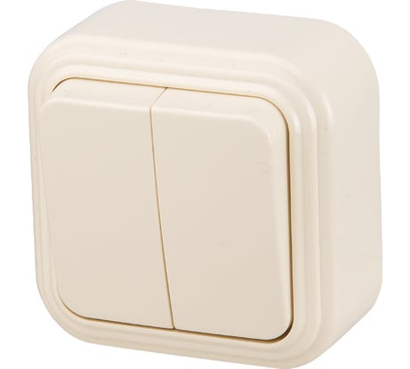 Двухклавишный наружный выключатель ЮПИТЕР Стандарт бежевый JP7430-02