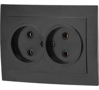 Двойная скрытая розетка ЮПИТЕР Стандарт черная JP7423-04