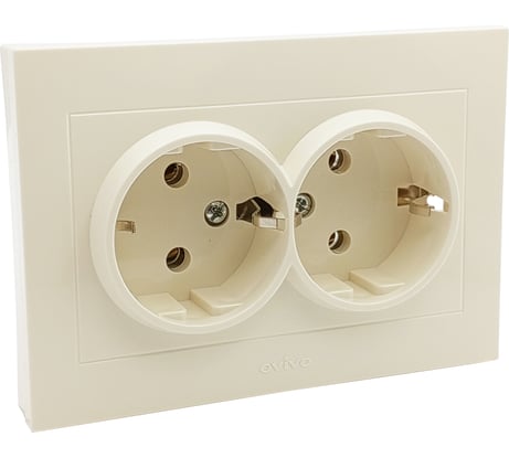 2-местная розетка OVIVO с заземлением GRANO, крем, 400-020300-907