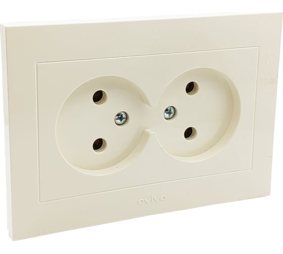 2-местная розетка OVIVO без заземления GRANO, крем, 400-020300-908