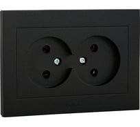 2-местная розетка OVIVO без заземления GRANO, черный металлик, 400-170300-908