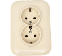 2-местная розетка OVIVO с заземлением LOFT, крем, 404-020302-907