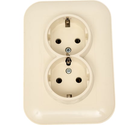 2-местная розетка OVIVO с заземлением LOFT, крем, 404-020302-907