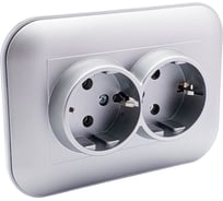 2-местная розетка OVIVO с заземлением LOFT, серебро, 404-100310-907