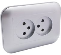 2-местная розетка без заземления OVIVO LOFT, серебро, 404-100310-908