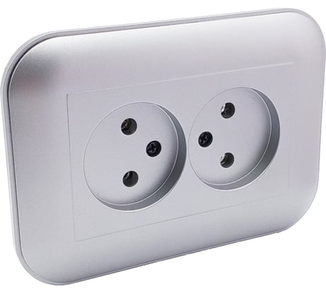 2-местная розетка без заземления OVIVO LOFT, серебро, 404-100310-908