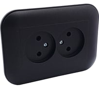 2-местная розетка без заземления OVIVO LOFT, черный металлик, 404-170317-908