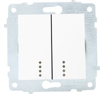 Механизм 2-клавишного выключателя OVIVO с подсветкой, белый, 600-000201-203
