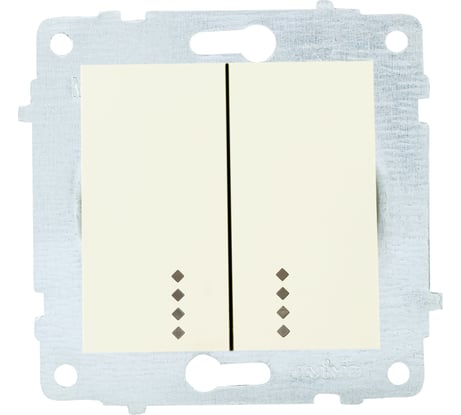 Механизм 2-клавишного выключателя OVIVO с подсветкой, крем, 600-000202-203