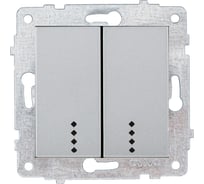 Механизм 2-клавишного выключателя OVIVO с подсветкой, серебро, 600-000210-203
