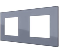 Двухпостовая рамка CGSS горизонтальная-вертикальная, стеклянная, изготовленная по технологии Optiwhite серая платина Эстетика GL-P102-GPG