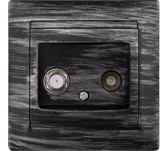 Розетка TV ("мама") + SAT (F-разъем) 0-2400МГц TDM ELECTRIC старинное серебро, серия "Лама" SQ1815-0661 1