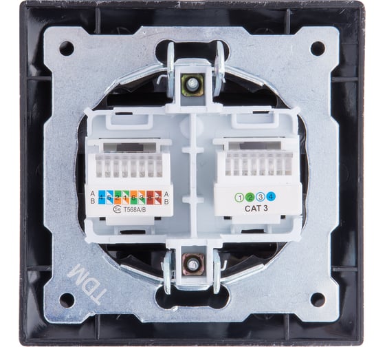 Розетка TDM ELECTRIC телефонная RJ11 + компьютерная RJ45 старинное серебро "Лама" SQ1815-0660