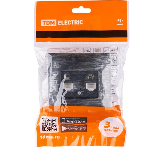 Розетка TDM ELECTRIC телефонная RJ11 + компьютерная RJ45 старинное серебро "Лама" SQ1815-0660