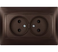 Розетка двойная 2П 10А 250В с защитными шторками TDM ELECTRIC шоколад, серия "Лама" SQ1815-0512