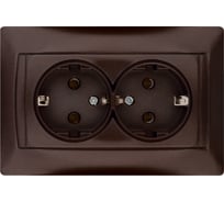 Двойная розетка TDM ELECTRIC 2П+З 16А 250В шоколад "Лама" SQ1815-0525