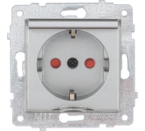 Механизм розетки OVIVO с/з шторки с крышкой, серебро 600-000310-243