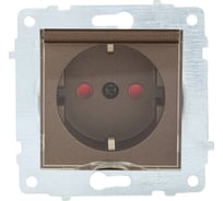 Механизм розетки OVIVO с заземлением, шторки, с крышкой, мокко 600-000319-243