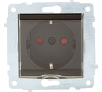 Механизм розетки OVIVO с/з шторки с крышкой, черный металлик 600-000317-243