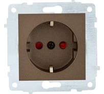 Механизм розетки OVIVO с заземлением, шторки, мокко 600-000319-218