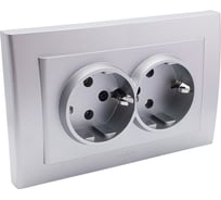 2-местная розетка OVIVO с заземлением MINA, серебро, 401-100300-907