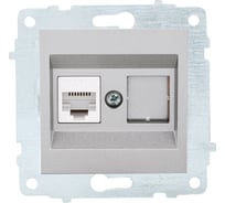 Механизм компьютерной 1-местной розетки RJ45 OVIVO CAT6, серебро, 600-000310-229