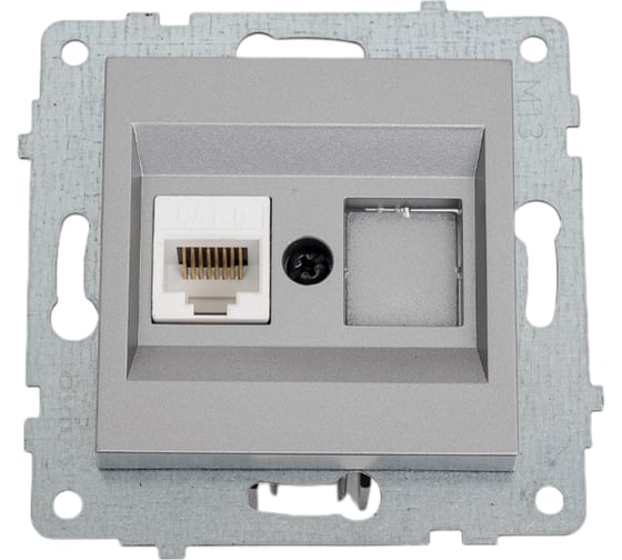 Механизм компьютерной 1-местной розетки RJ45 OVIVO CAT6, серебро, 600-000310-229