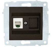 Механизм компьютерной 1-местной розетки RJ45 OVIVO CAT6, черный металлик, 600-000317-229