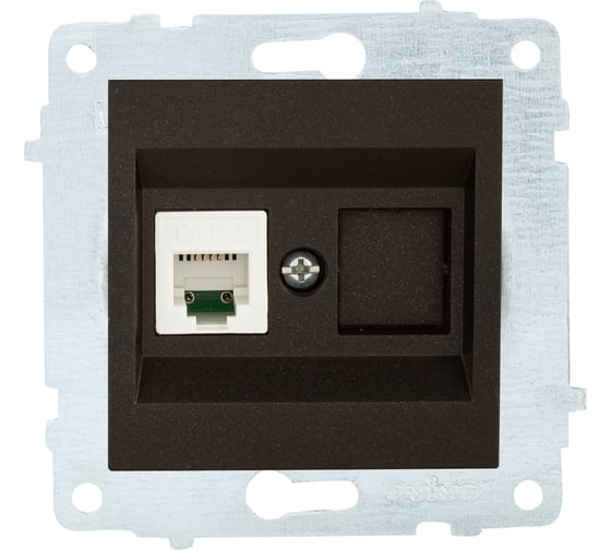 Механизм компьютерной 1-местной розетки RJ45 OVIVO CAT6, черный металлик, 600-000317-229