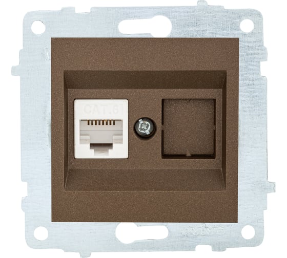Механизм компьютерной 1-местной розетки RJ45 OVIVO CAT6, мокка, 600-000319-229 1