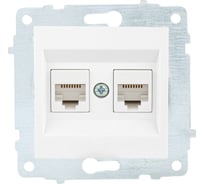 Механизм компьютерной 2-местной розетки RJ45 OVIVO CAT6, белый, 600-000301-230