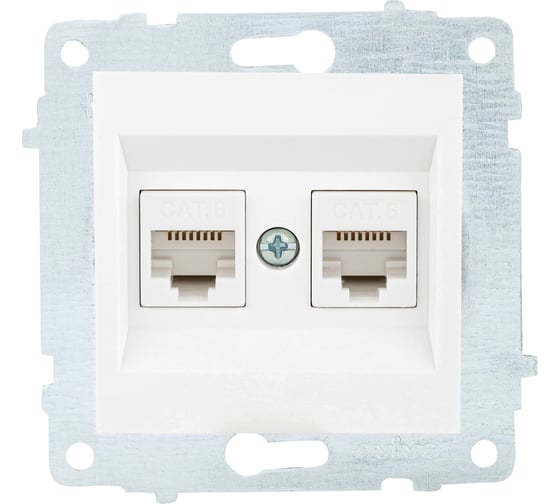 Механизм компьютерной 2-местной розетки RJ45 OVIVO CAT6, белый, 600-000301-230