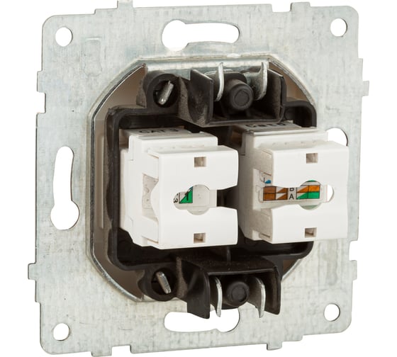 Механизм компьютерной 2-местной розетки RJ45 OVIVO CAT6, белый, 600-000301-230