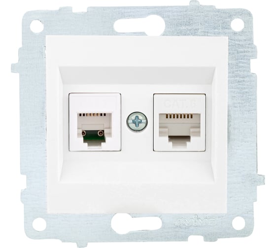 Механизм компьютерной+телефонной розетки OVIVO RJ45 CAT6+RJ11, белый, 600-000301-234 1