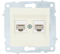Механизм компьютерной 2-местной розетки RJ45 OVIVO CAT6, крем, 600-000302-230