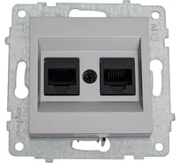 Механизм компьютерной 2-местной розетки RJ45 OVIVO CAT6, серебро, 600-000310-230