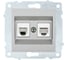 Механизм компьютерной+телефонной розетки OVIVO RJ45 CAT6+RJ11, серебро, 600-000310-234 1