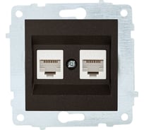 Механизм компьютерной 2-местной розетки RJ45 OVIVO CAT6, черный металлик, 600-000317-230