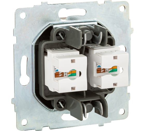 Механизм компьютерной 2-местной розетки RJ45 OVIVO CAT6, черный металлик, 600-000317-230