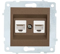 Механизм 2-местной компьютерной розетки RJ45 OVIVO CAT6, мокко 600-000319-230