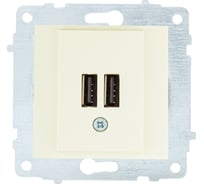 Механизм розетки USB OVIVO 5V-2A 2 порта, крем, 600-000302-247