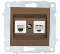 Механизм компьютерной+телефонной розетки OVIVO RJ45 CAT6+RJ11, мокко 600-000319-234
