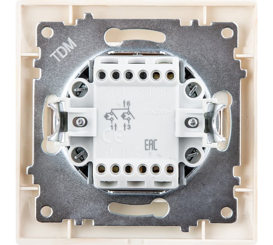 2-клавишный выключатель с подсветкой TDM ELECTRIC 10А, сосна, Лама SQ1815-0305