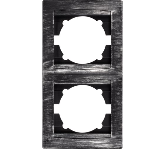 Рамка 2-х постовая вертикальная TDM ELECTRIC старинное серебро, серия "Лама" SQ1815-0683 1