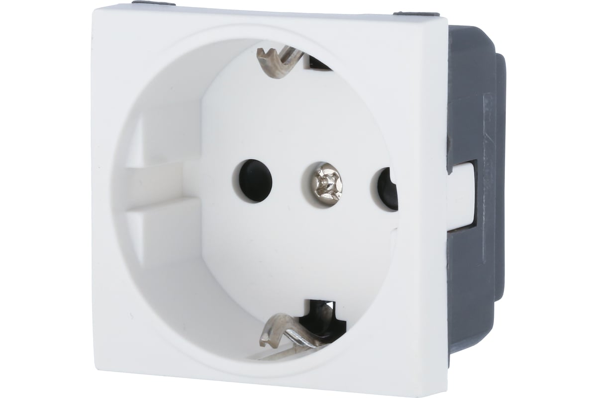 Розетка LK Studio с заземляющим контактом, со шторками, белый LK45 ...