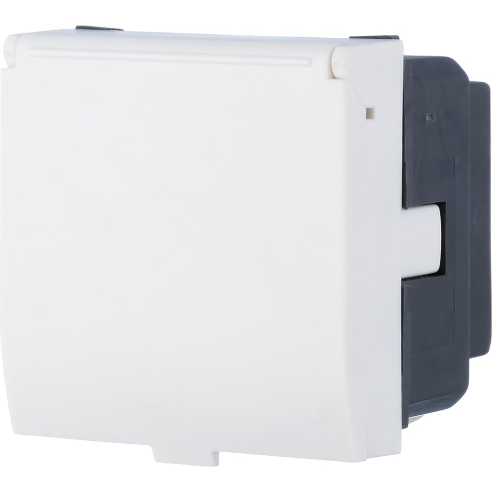 Розетка LK Studio с заземляющим контактом, шторками и крышкой, белый ...